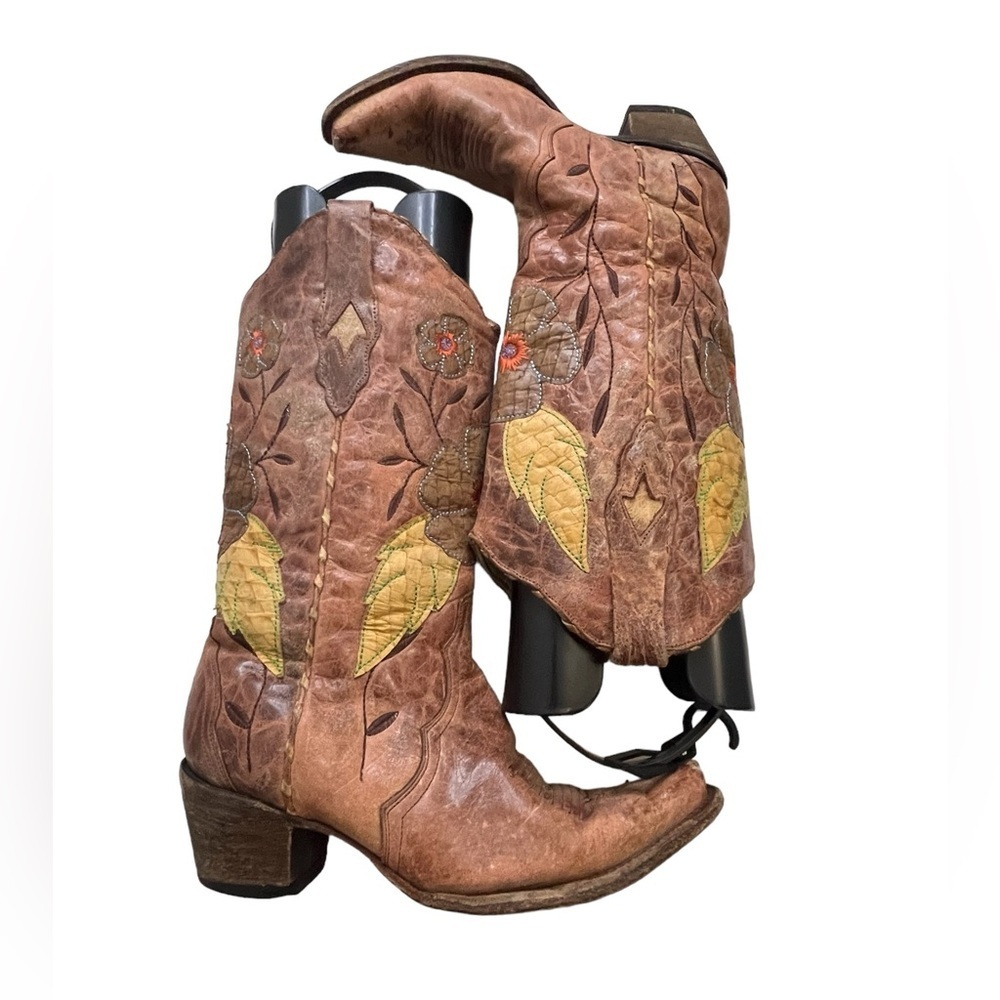 Corral Women's Daisy Overlay Cowgirl Boot Snip Toe - size US 9.5 - Picture 2 of 14